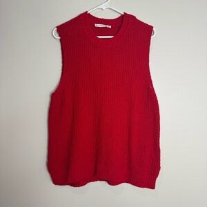 Abercrombie & Fitch Red Textured Chunky Knit Sweater Vest Tunic Length Sz Large